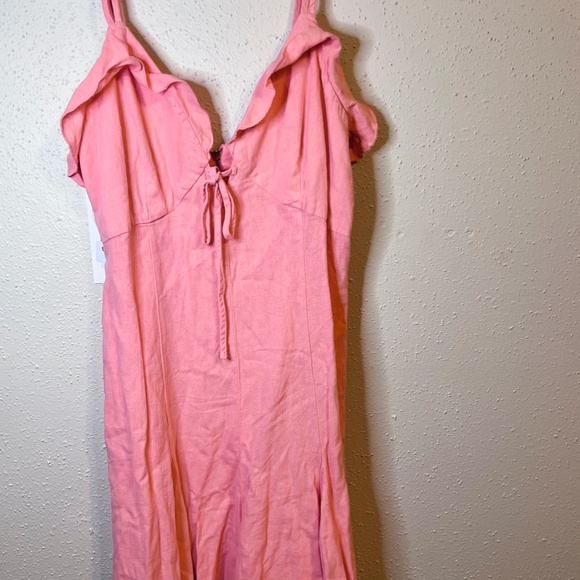 New Zara Chic Coral Pink Linen Blend Mini Dress NWT - Picture 8 of 8